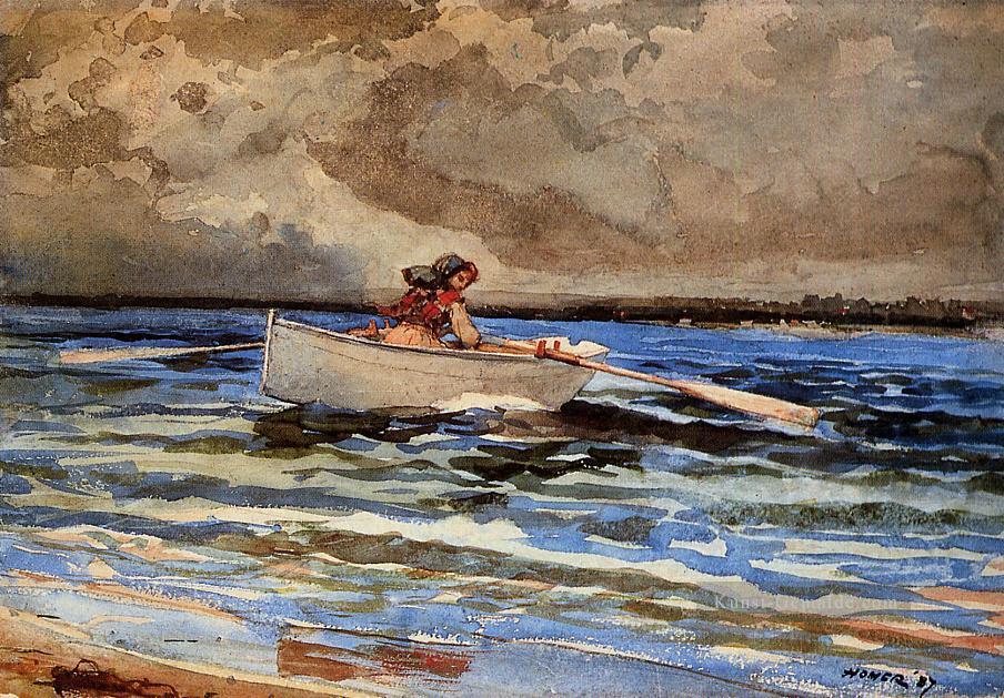 Rudern in Prouts Neck Winslow Homer Aquarelle Ölgemälde